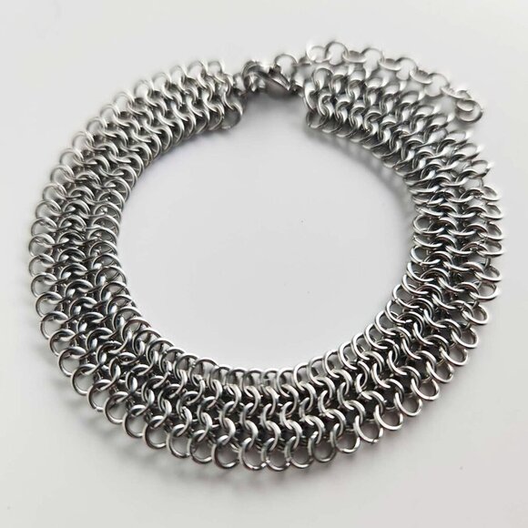 Vintage unique modern medieval dainty silver chain mail bracelet - Picture 11 of 11